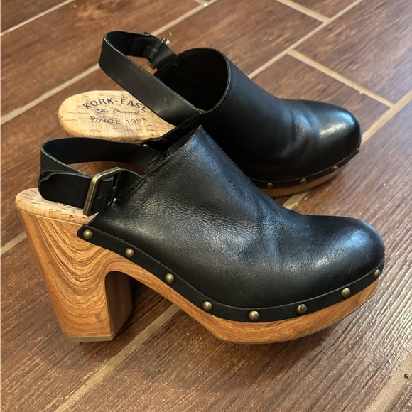 KORK Ease Sienna Slingback Leather Studded Platform Clogs- 10 - Picture 2 of 12